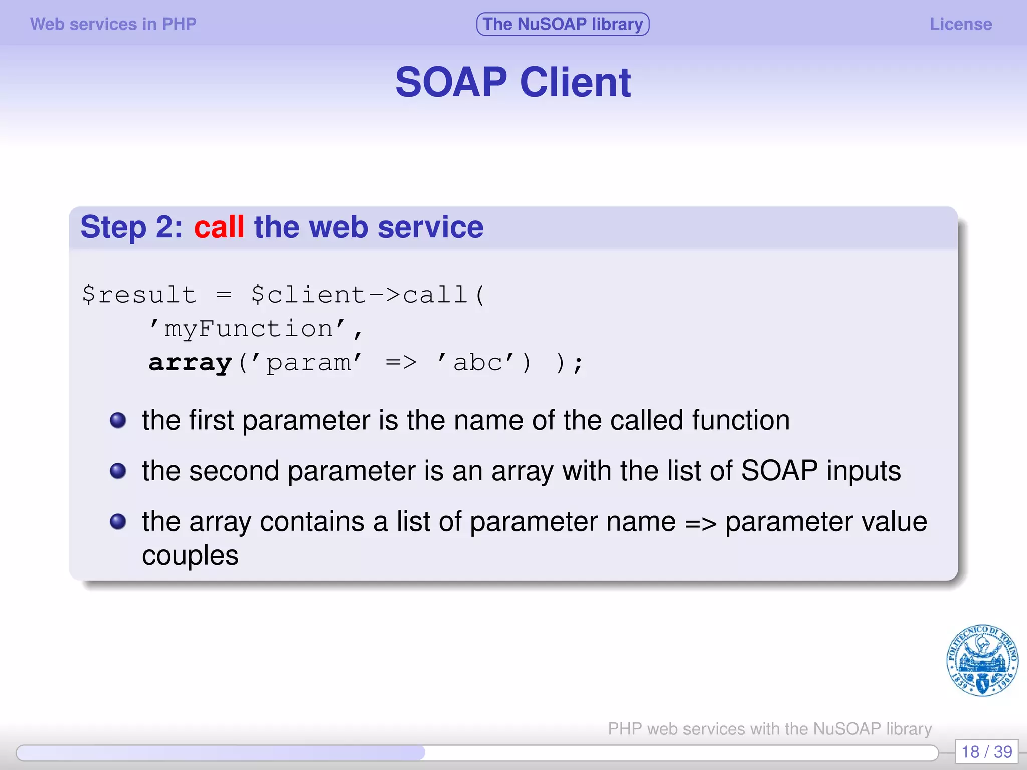 Web services in PHP using the NuSOAP library