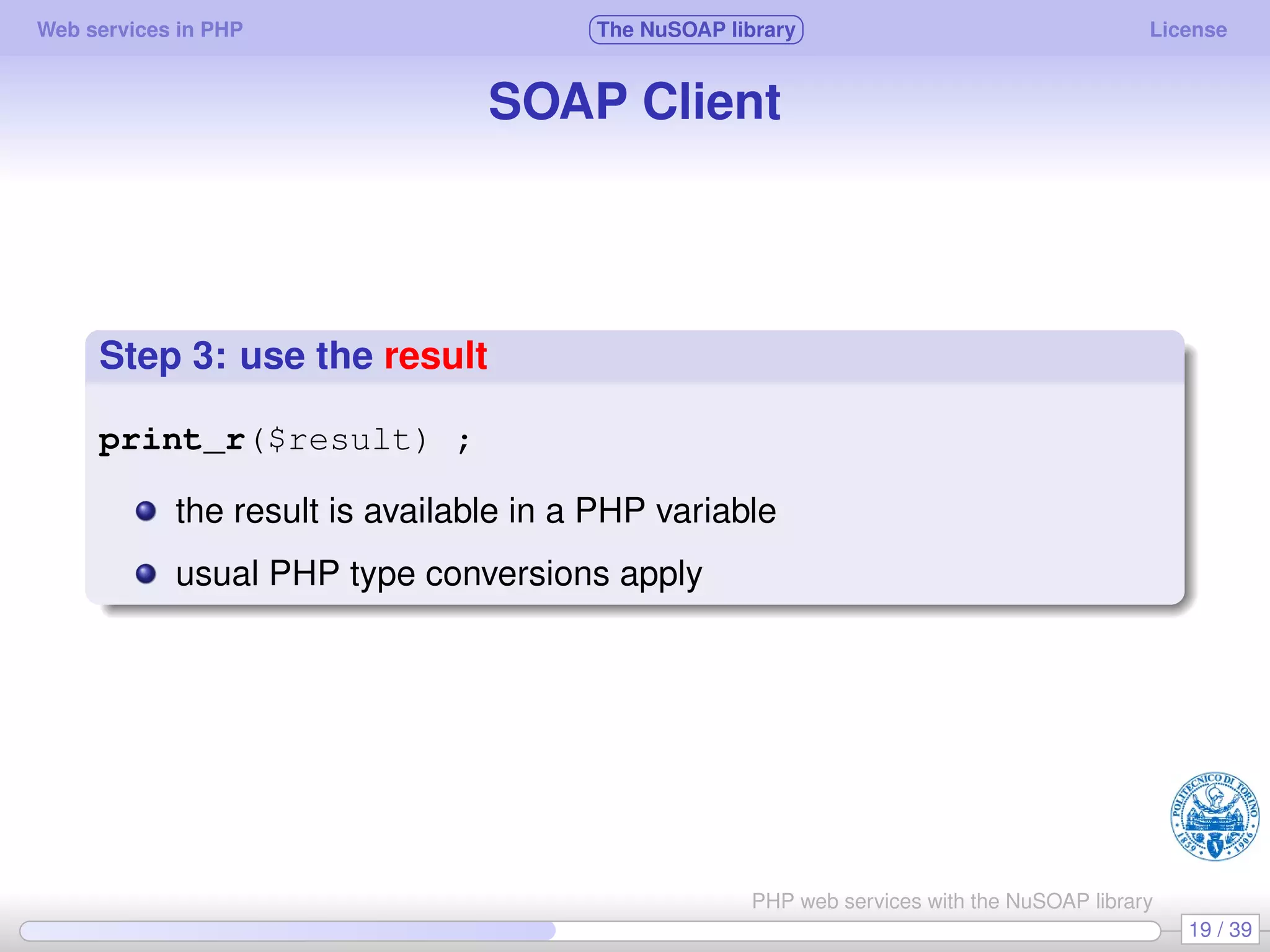 Web services in PHP using the NuSOAP library