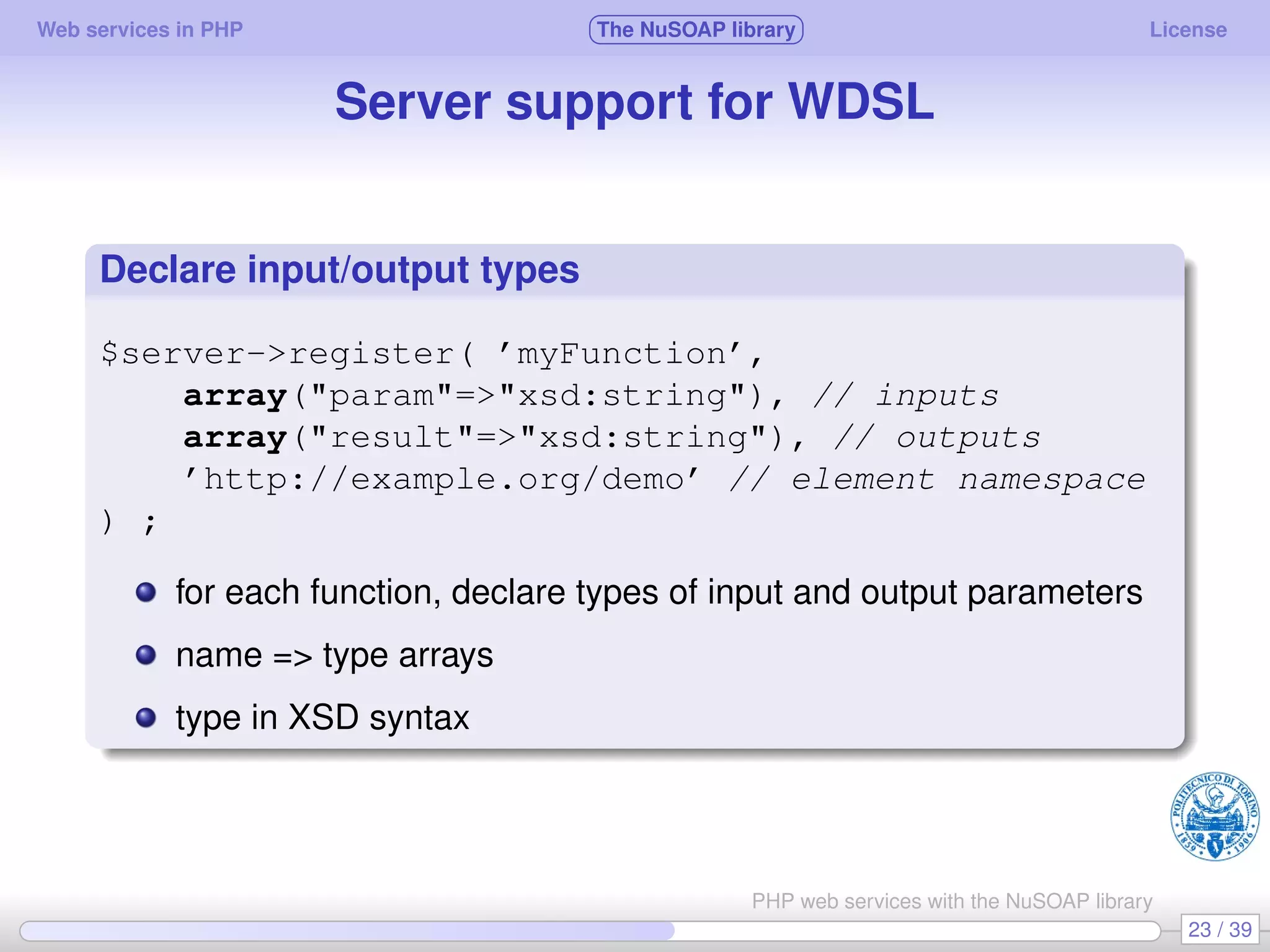 Web services in PHP using the NuSOAP library