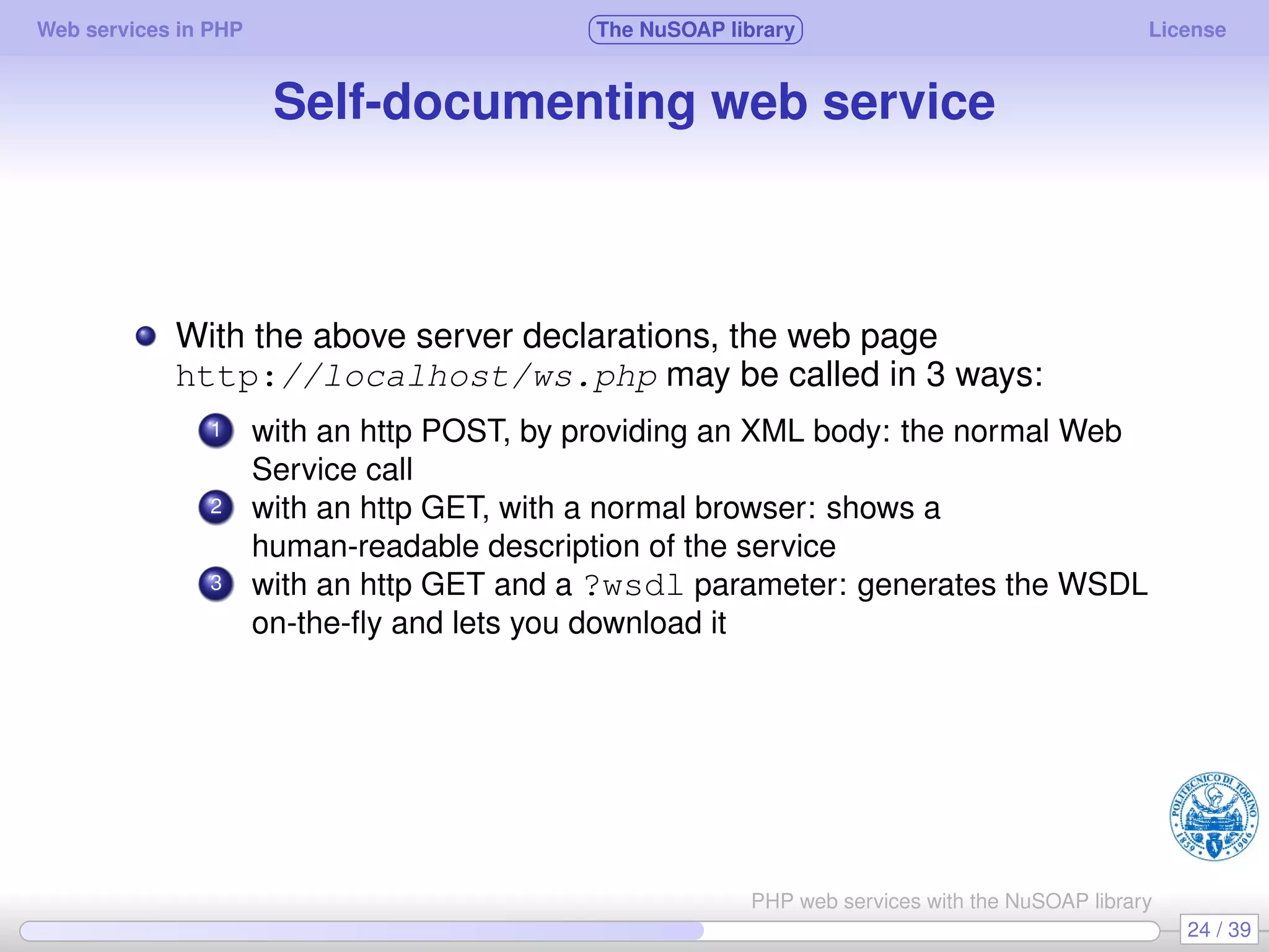 Web services in PHP using the NuSOAP library