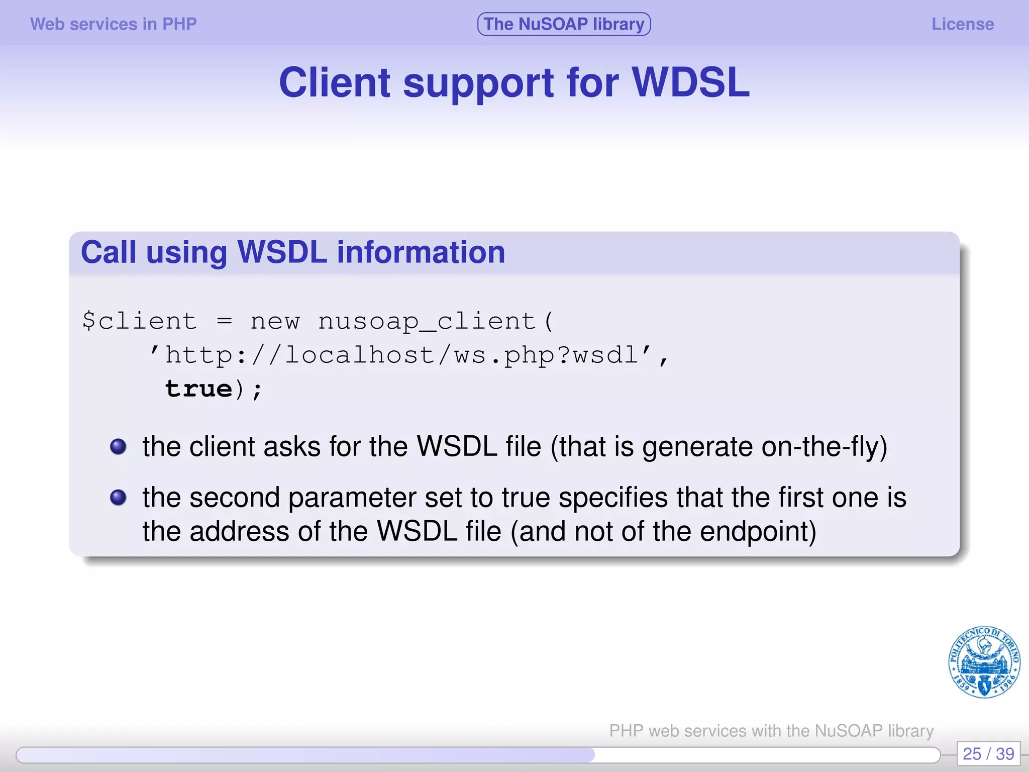 Web services in PHP using the NuSOAP library