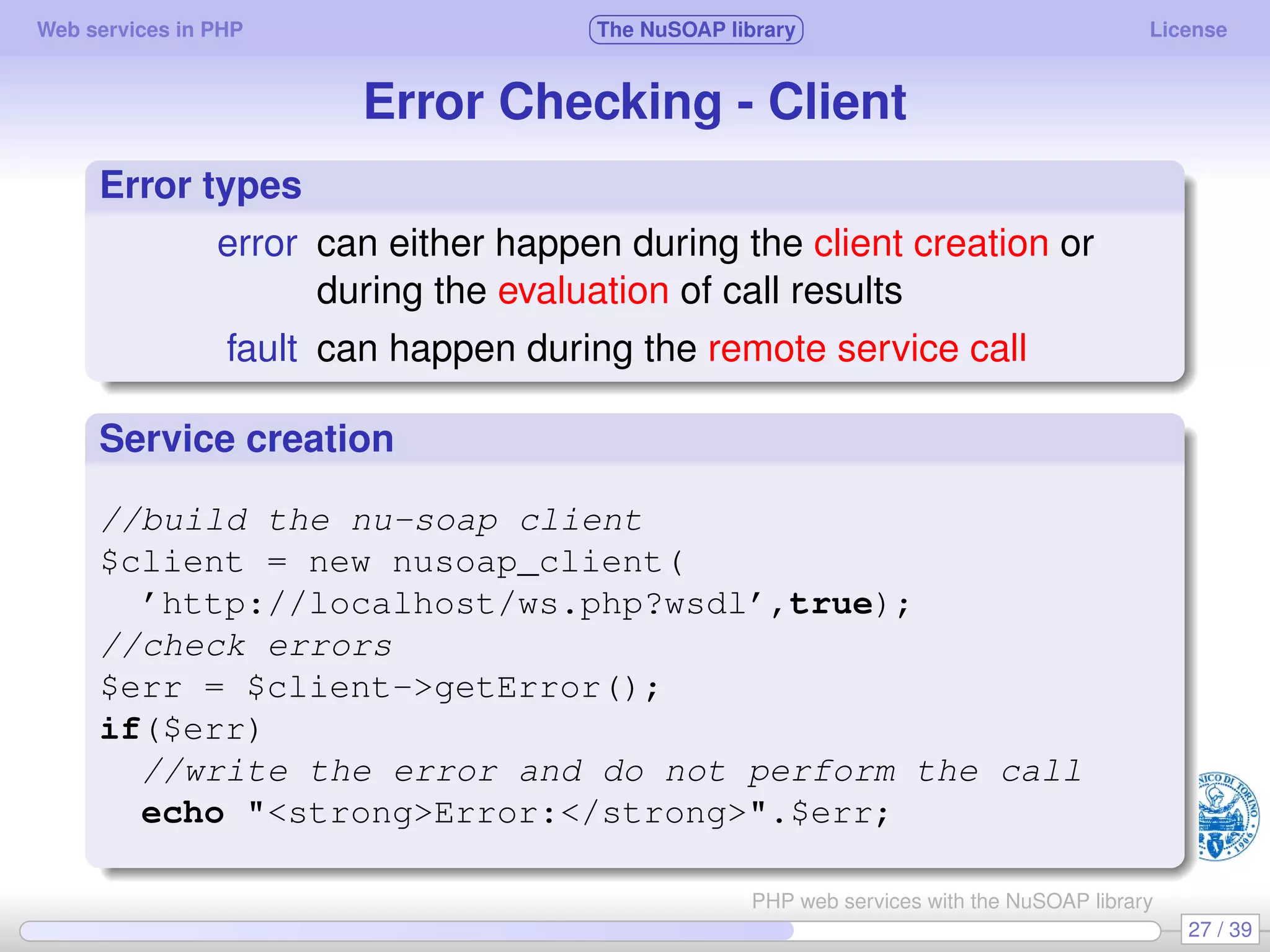Web services in PHP using the NuSOAP library