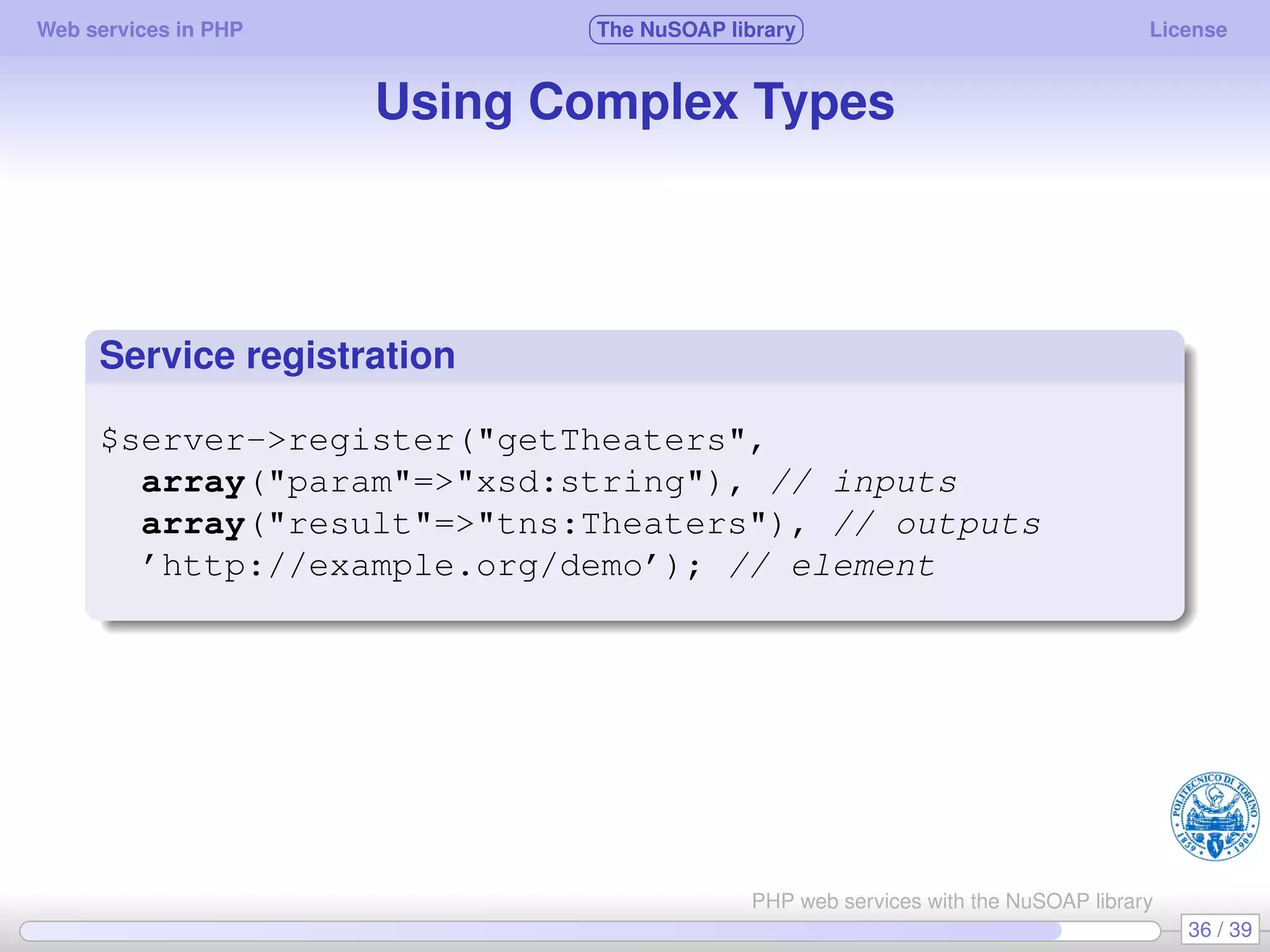 Web services in PHP using the NuSOAP library