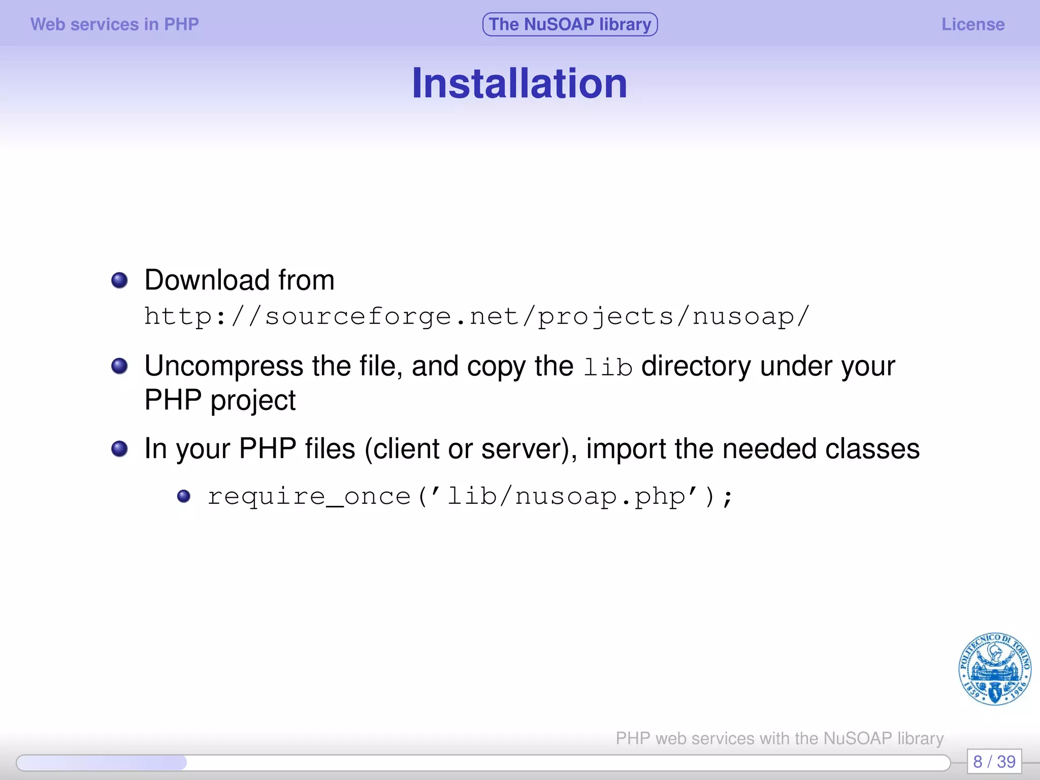Web services in PHP using the NuSOAP library