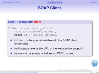 Web services in PHP using the NuSOAP library