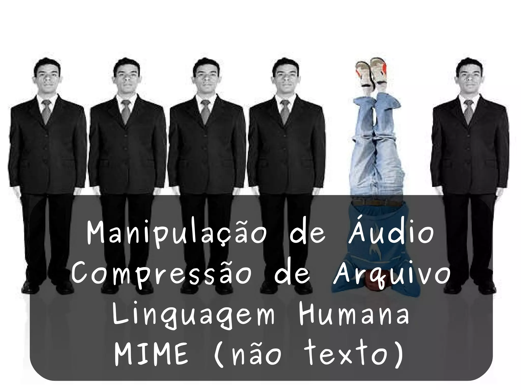 Manipulação de Áudio Compressão de Arquivo Linguagem Humana MIME (não texto) 