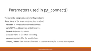 Pg Connection PHP POSTGRESQL integration | PPTX