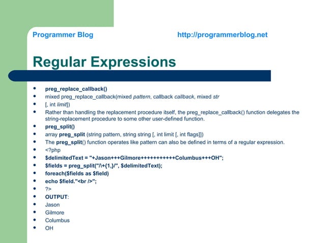 Regular Expressions in PHP, MySQL by programmerblog.net