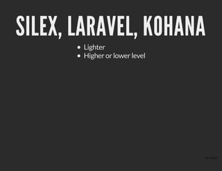 SILEX, LARAVEL, KOHANASILEX, LARAVEL, KOHANA
Lighter
Higher or lower level
31 of 43
 