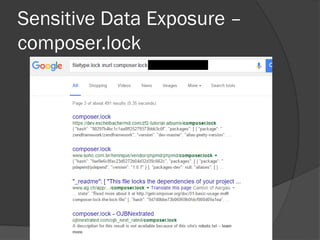 Sensitive Data Exposure –
composer.lock
 