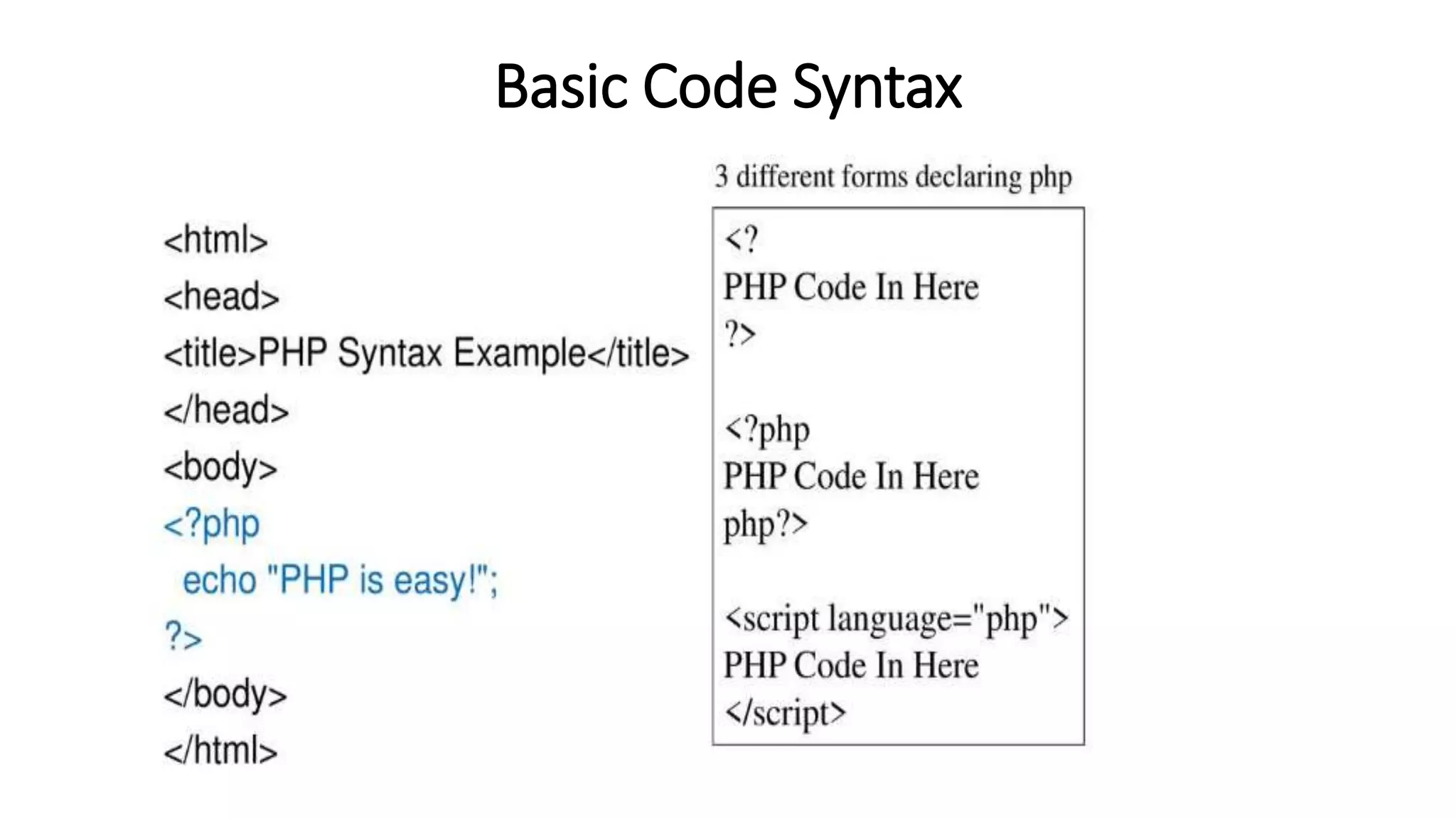 Basic Code Syntax
 