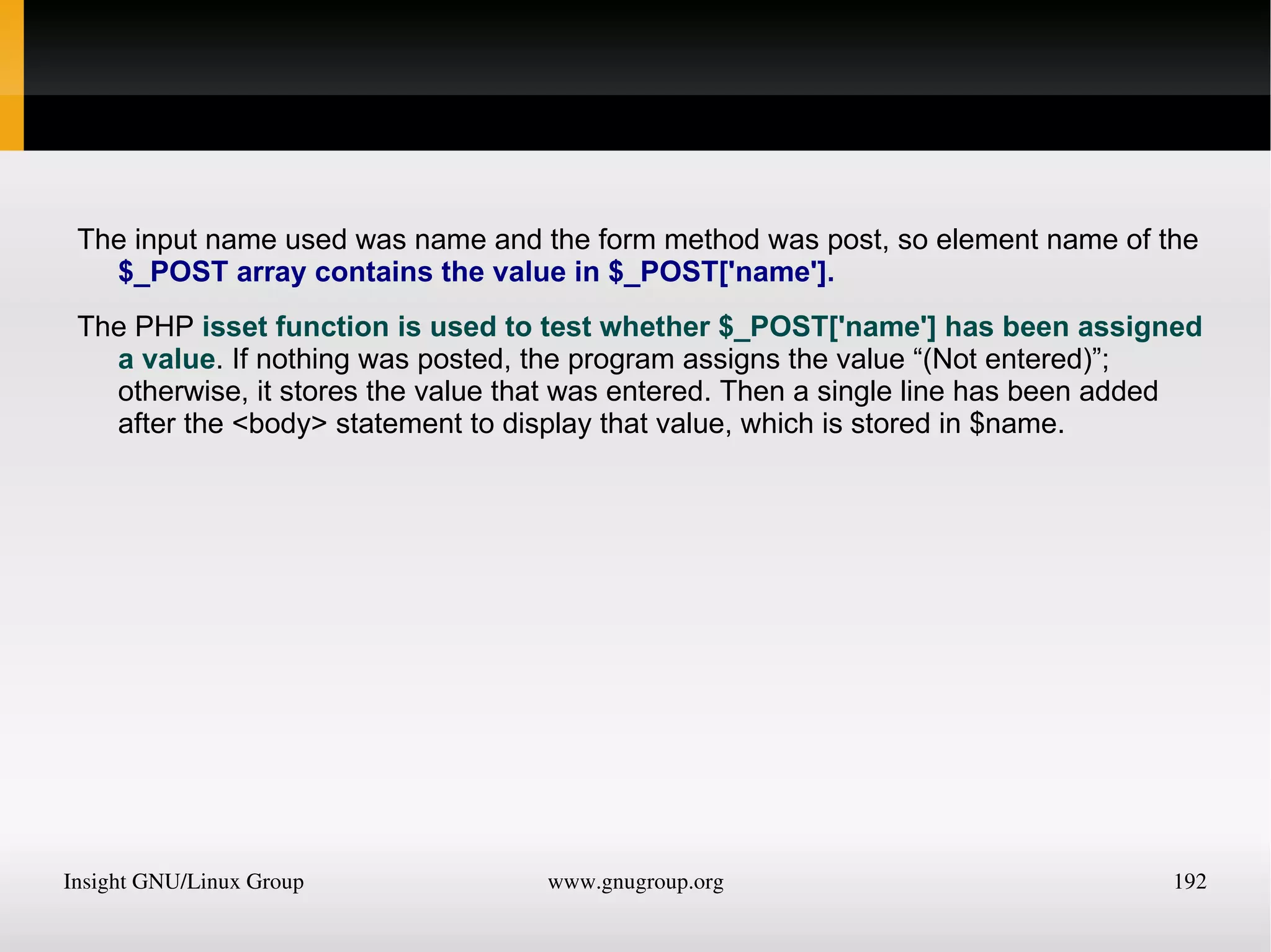The first if statement does not output the number 1, because the code is asking whether $a and $b are not equal to each other numerically.Instead, it outputs the number 2, because the second if statement is asking whether $a and $b are not identical to each other in their present operand types, and the answer is TRUE; they are not the same. 