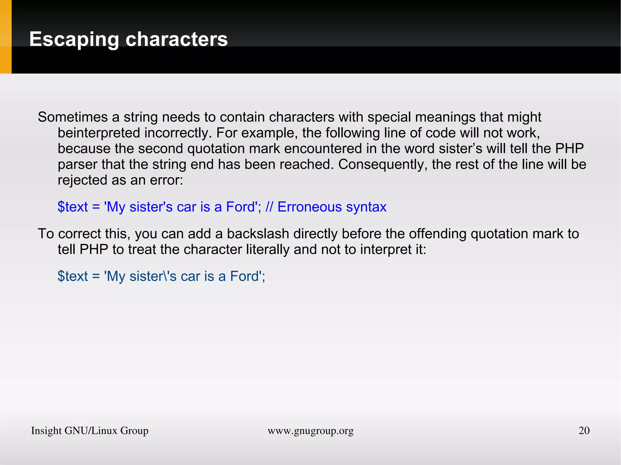 When you want to see what’s in the box, you open it, take the piece of paper out, and read it. In PHP, doing so looks like this: 