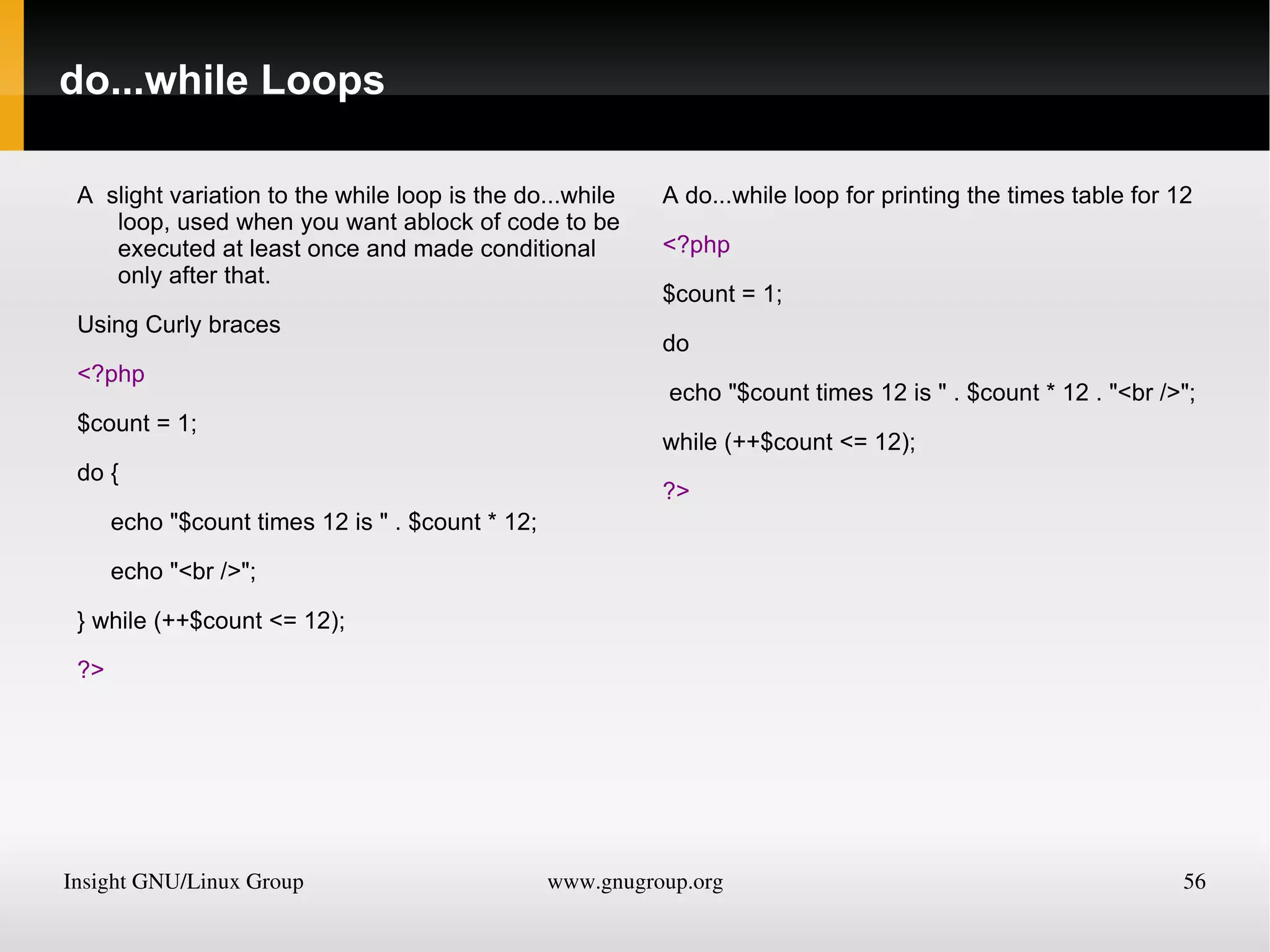 echo &quot;You have &quot; . $msgs . &quot; messages.&quot;; 