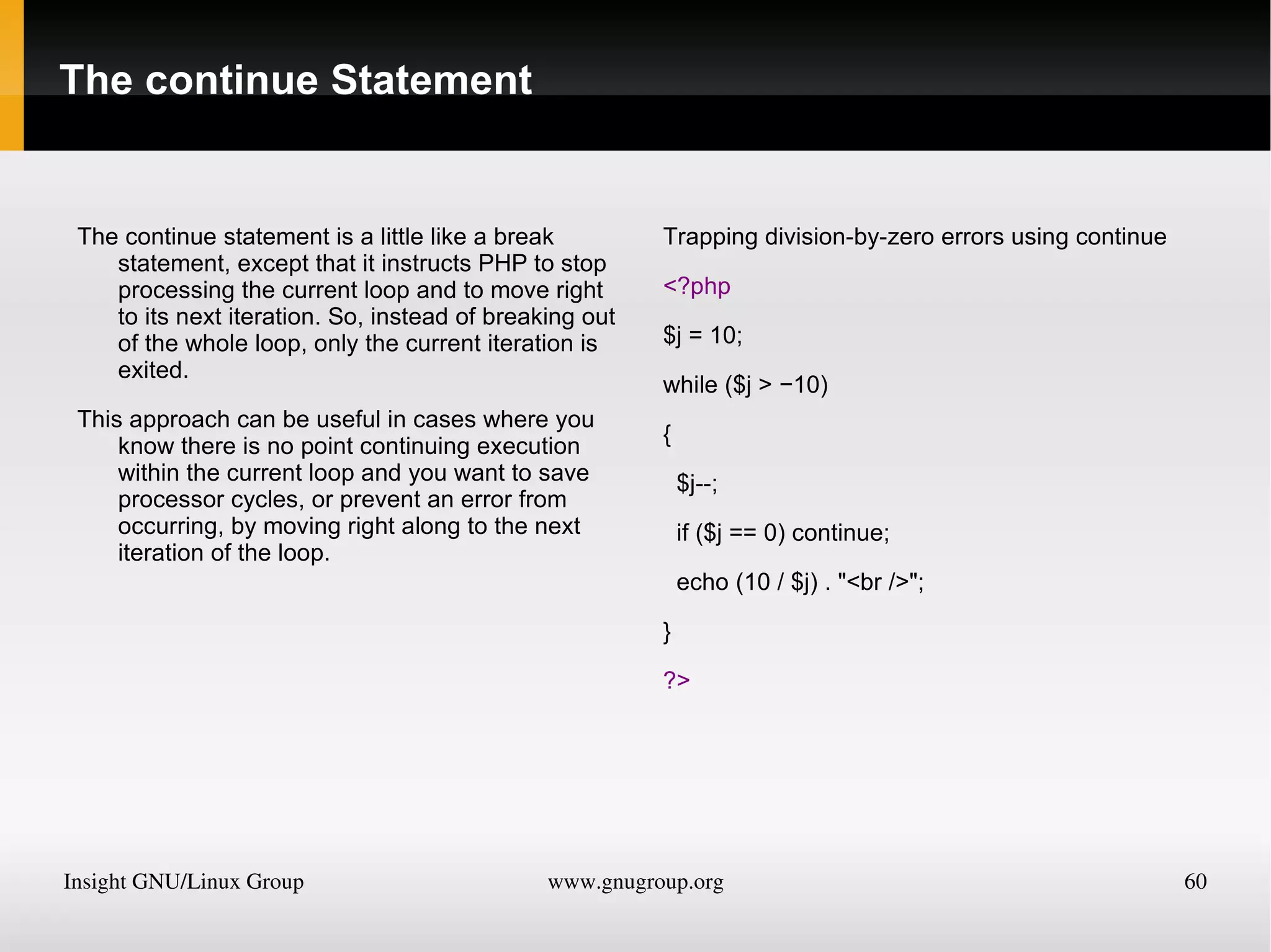 String types PHP supports two types of strings that are denoted by the type of quotation mark that you use. If you wish to assign a literal string, preserving the exact contents, you should use the single quotation mark (apostrophe) like this: $info = 'Preface variables with a $ like this: $variable'; In this case, every character within the single-quoted string is assigned to $info. If you had used double quotes, PHP would have attempted to evaluate $variable as a variable. When you want to include the value of a variable inside a string,you do so by using double-quoted strings: echo &quot;There have been $count presidents of the US&quot;; 