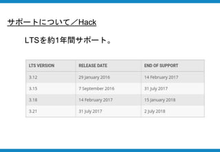 LTSを約1年間サポート。
サポートについて／Hack
 