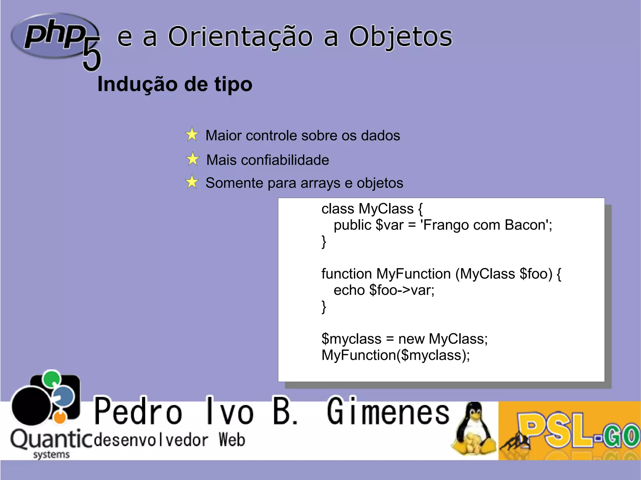 Php5 e a orientação a objetos