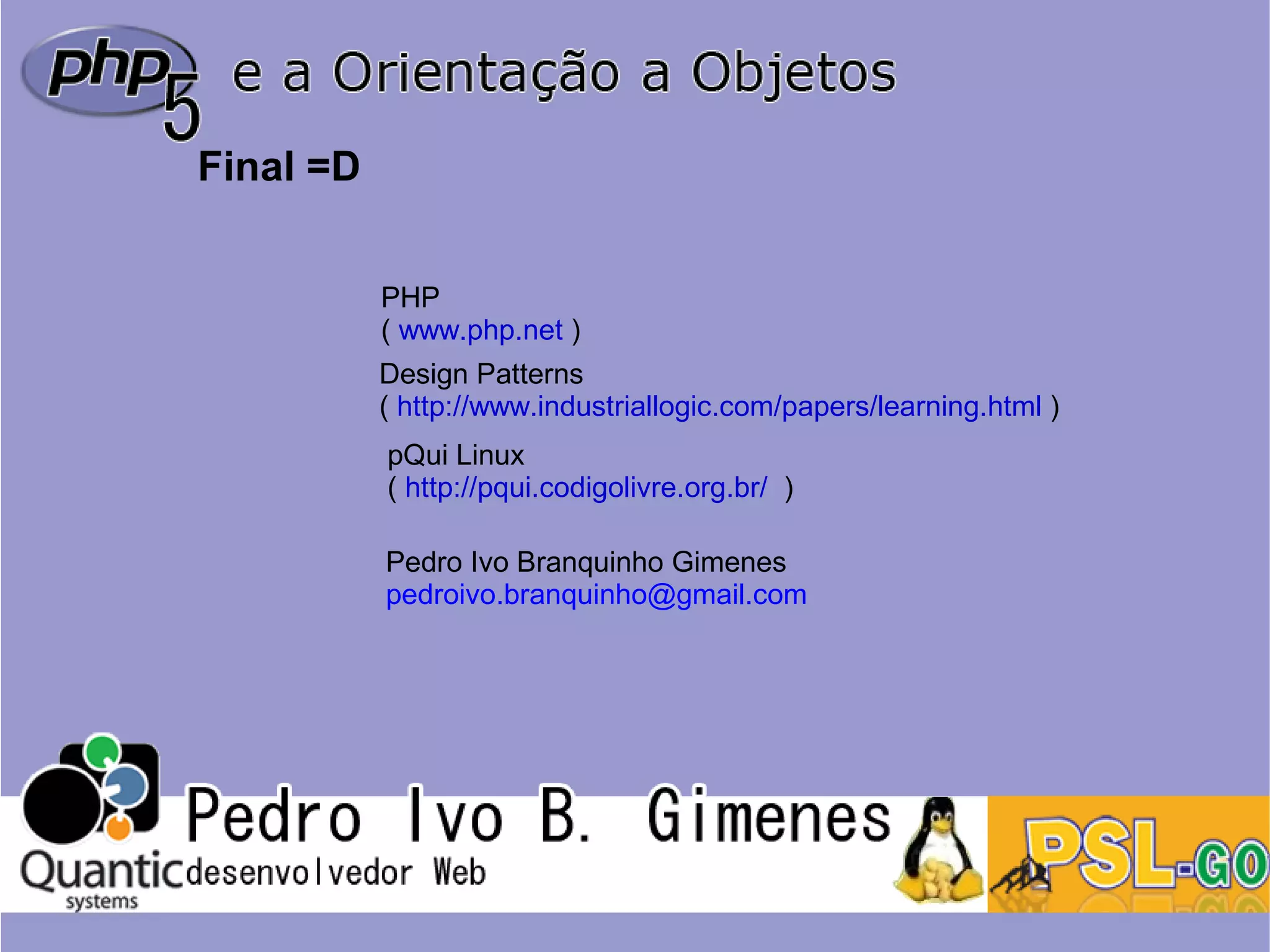 Php5 e a orientação a objetos