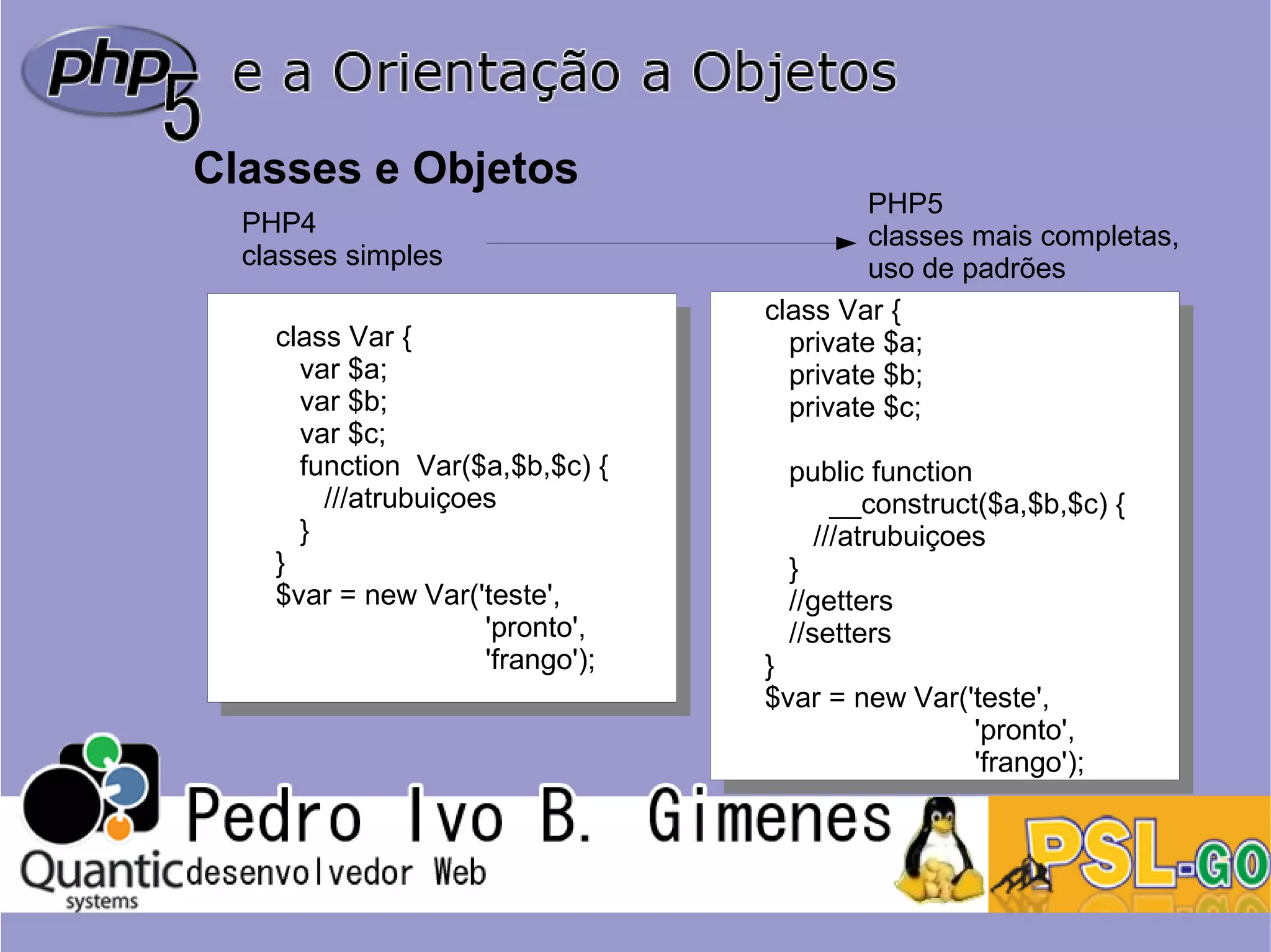 Php5 e a orientação a objetos