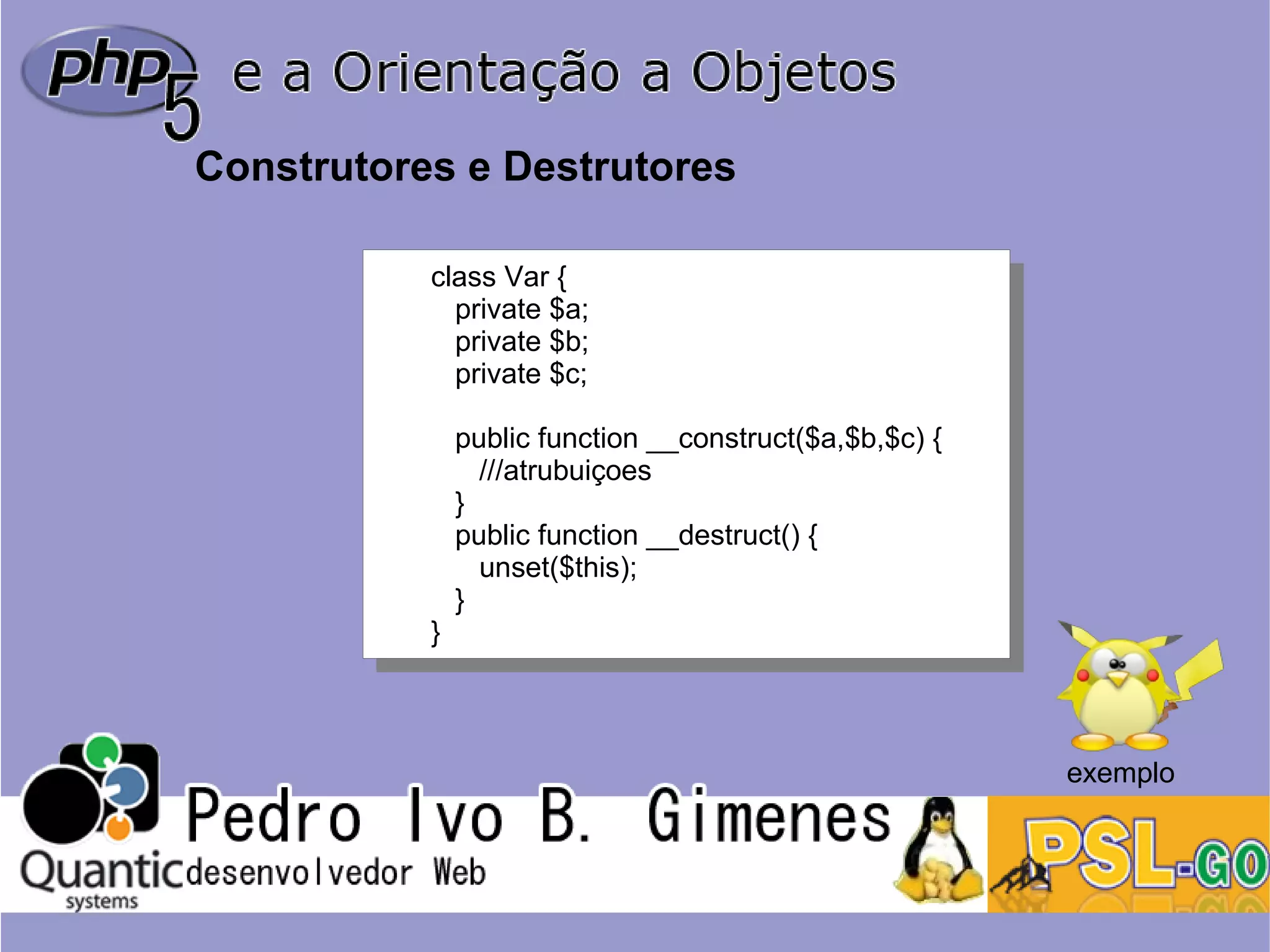 Php5 e a orientação a objetos