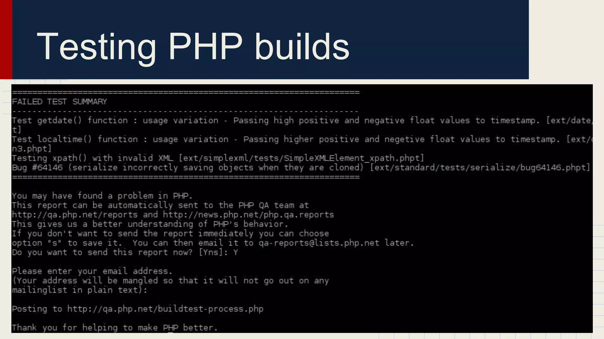 Testing PHP builds PHP QA 