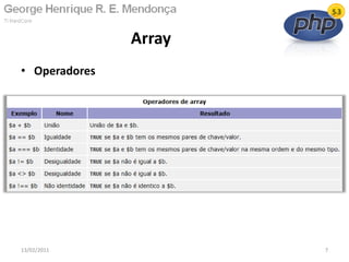 • Operadores
Array
13/02/2011 7
 