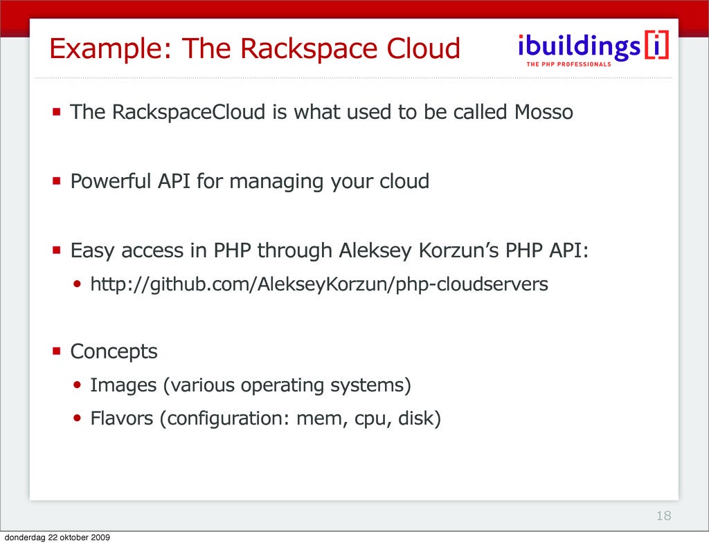 Example The Rackspace Cloud The