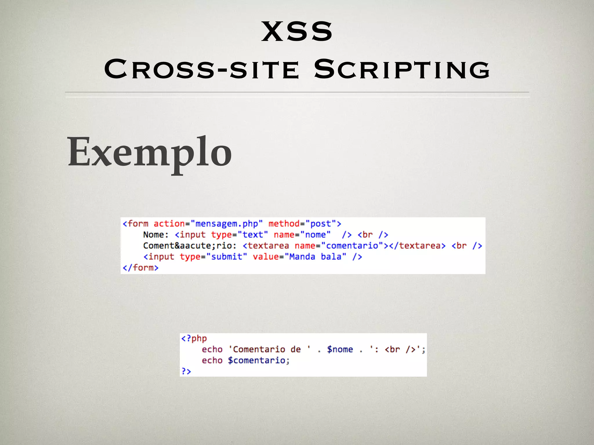 XSS Cross-site Scripting Exemplo 