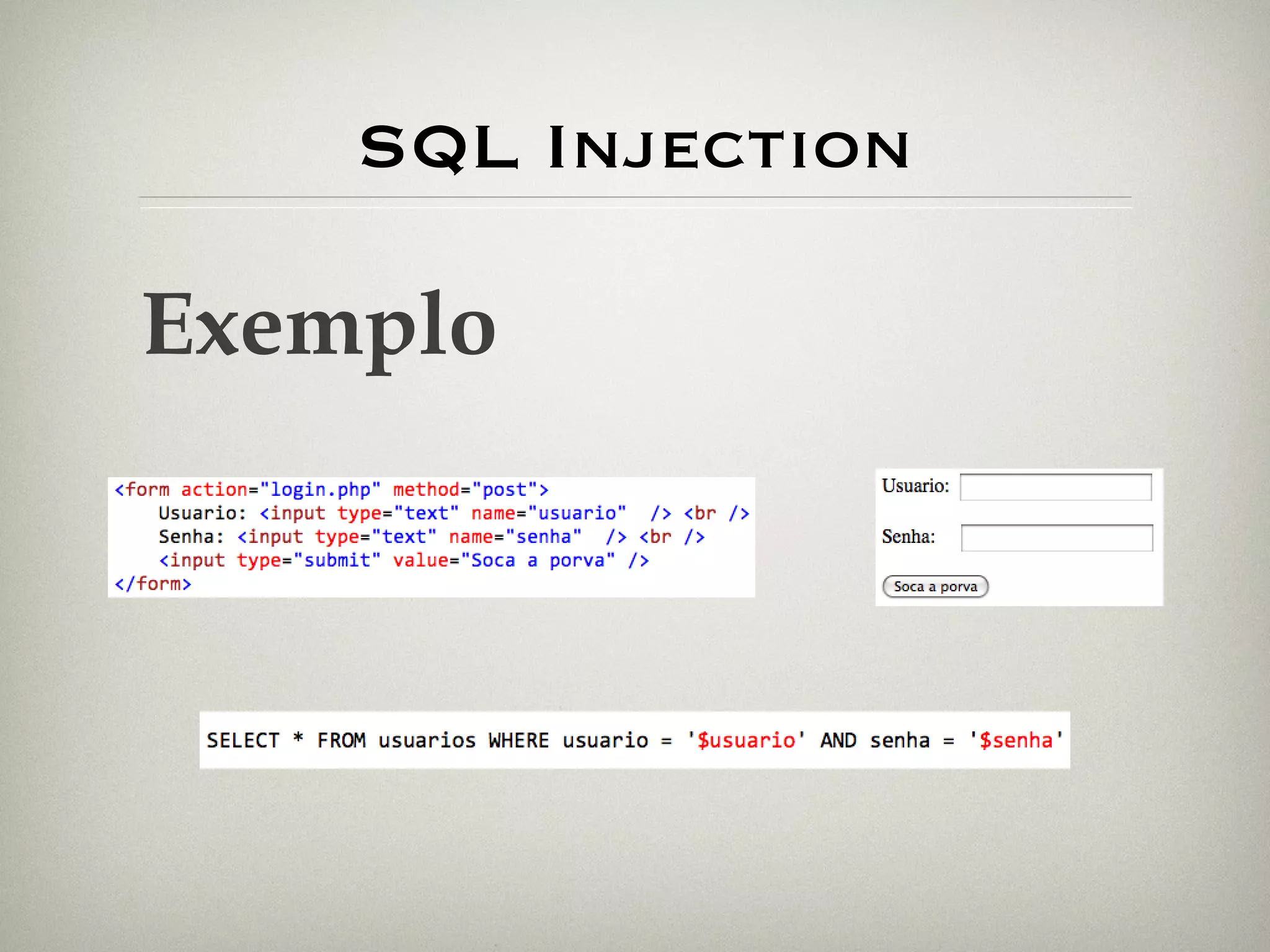 SQL Injection Exemplo 