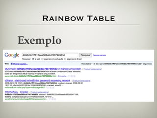 Rainbow Table Exemplo 