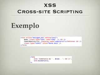 XSS Cross-site Scripting Exemplo 
