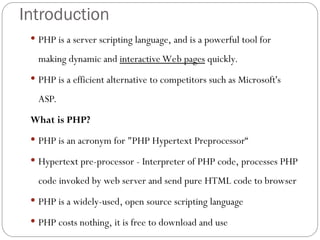 Comprehensive Introduction to PHP Programming Basics and Features | PPT
