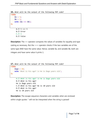 PHP Basic and Fundamental Questions and Answers with Detail Explanation ...