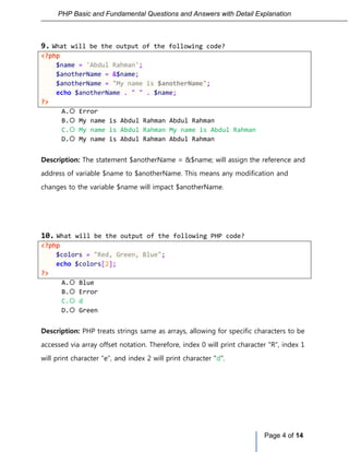 PHP Basic and Fundamental Questions and Answers with Detail Explanation ...