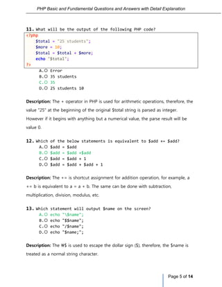 PHP Basic and Fundamental Questions and Answers with Detail Explanation ...