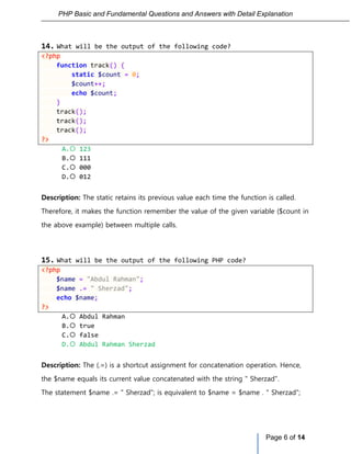 PHP Basic and Fundamental Questions and Answers with Detail Explanation ...