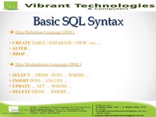 Intro to MySQLIntro to MySQL
MySQL & PHP, presented by David
Sands
5
➔ Released 23 May 1995.
➔ 11+ Million web servers usi...