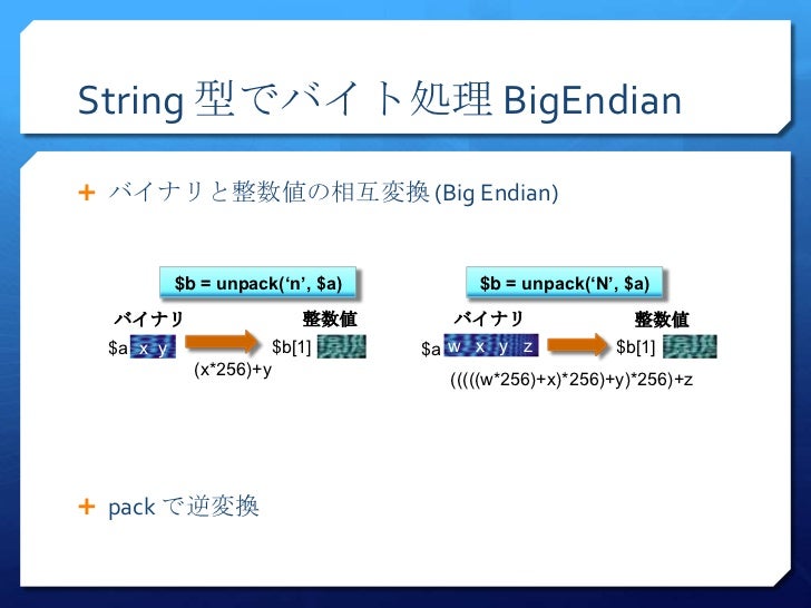 Php でバイナリ変換プログラミング