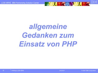 allgemeine Gedanken zum Einsatz von PHP 