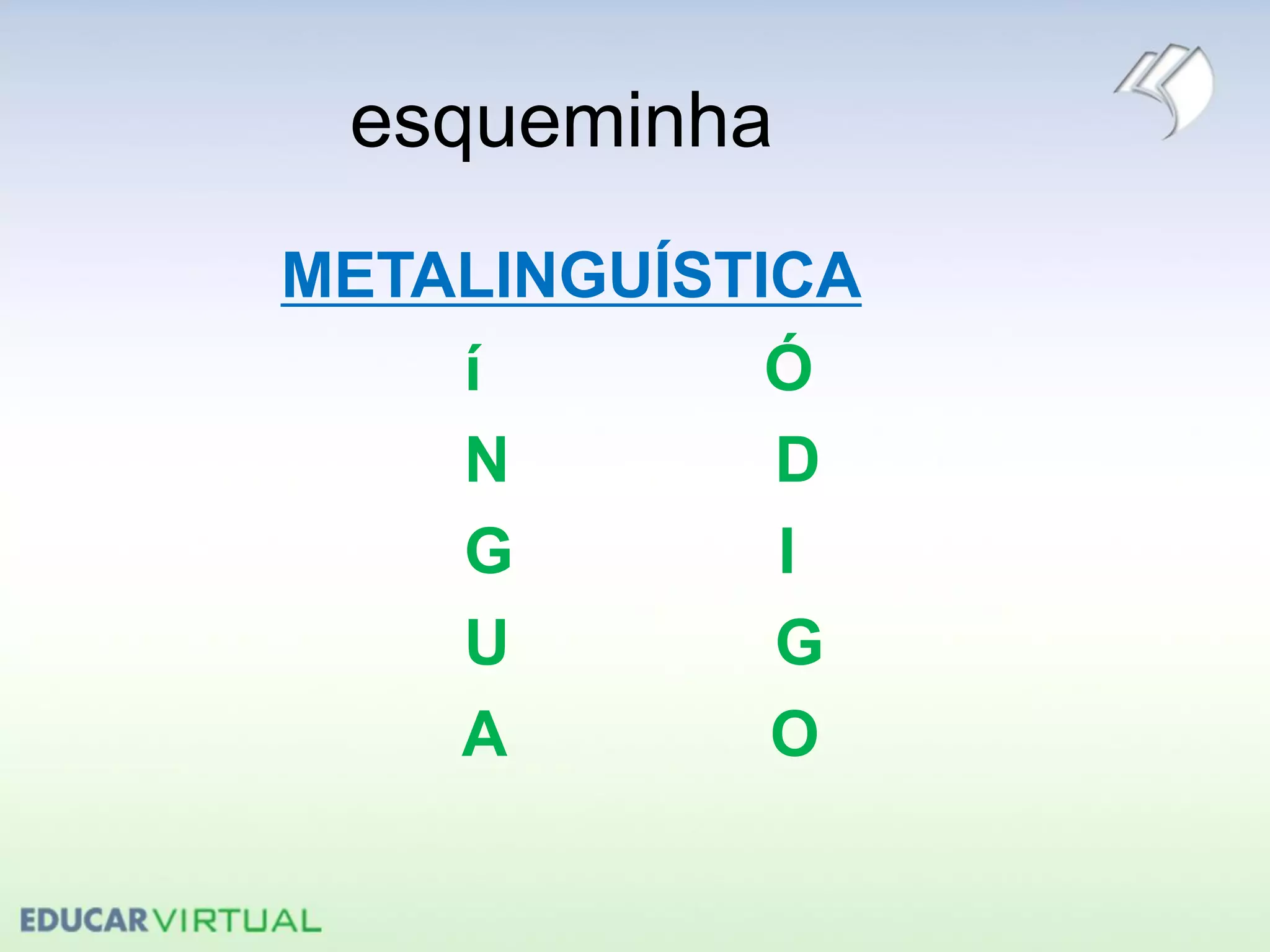 esqueminha
METALINGUÍSTICA
í Ó
N D
G I
U G
A O
 