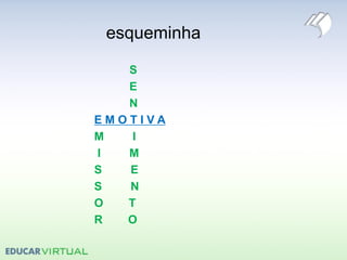 esqueminha
S
E
N
E M O T I V A
M I
I M
S E
S N
O T
R O
 