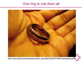 One ring to rule them all 
http://www.flickr.com/photos/cosmic_bandita/2218419160/in/photostream/ 
 