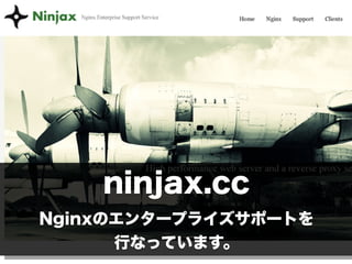 ninjax.cc
Nginxのエンタープライズサポートを
      行なっています。
 