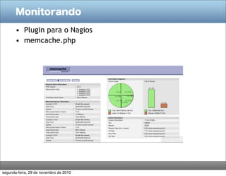 Monitorando

       • Plugin para o Nagios
       • memcache.php




segunda-feira, 29 de novembro de 2010
 