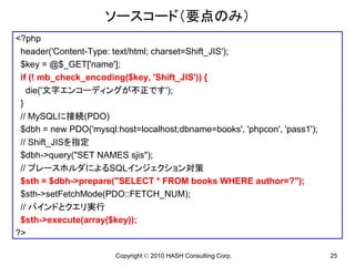 ソースコード（要点のみ）
<?php
 header('Content-Type: text/html; charset=Shift_JIS');
 $key = @$_GET['name'];
 if (! mb_check_encoding...