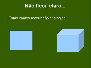 Não ficou claro...

   Então vamos recorrer às analogias.
 