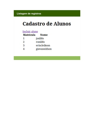 Listagem de registros

 