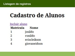 Listagem de registros

 