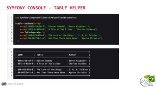 SYMFONY CONSOLE - TABLE HELPER
 