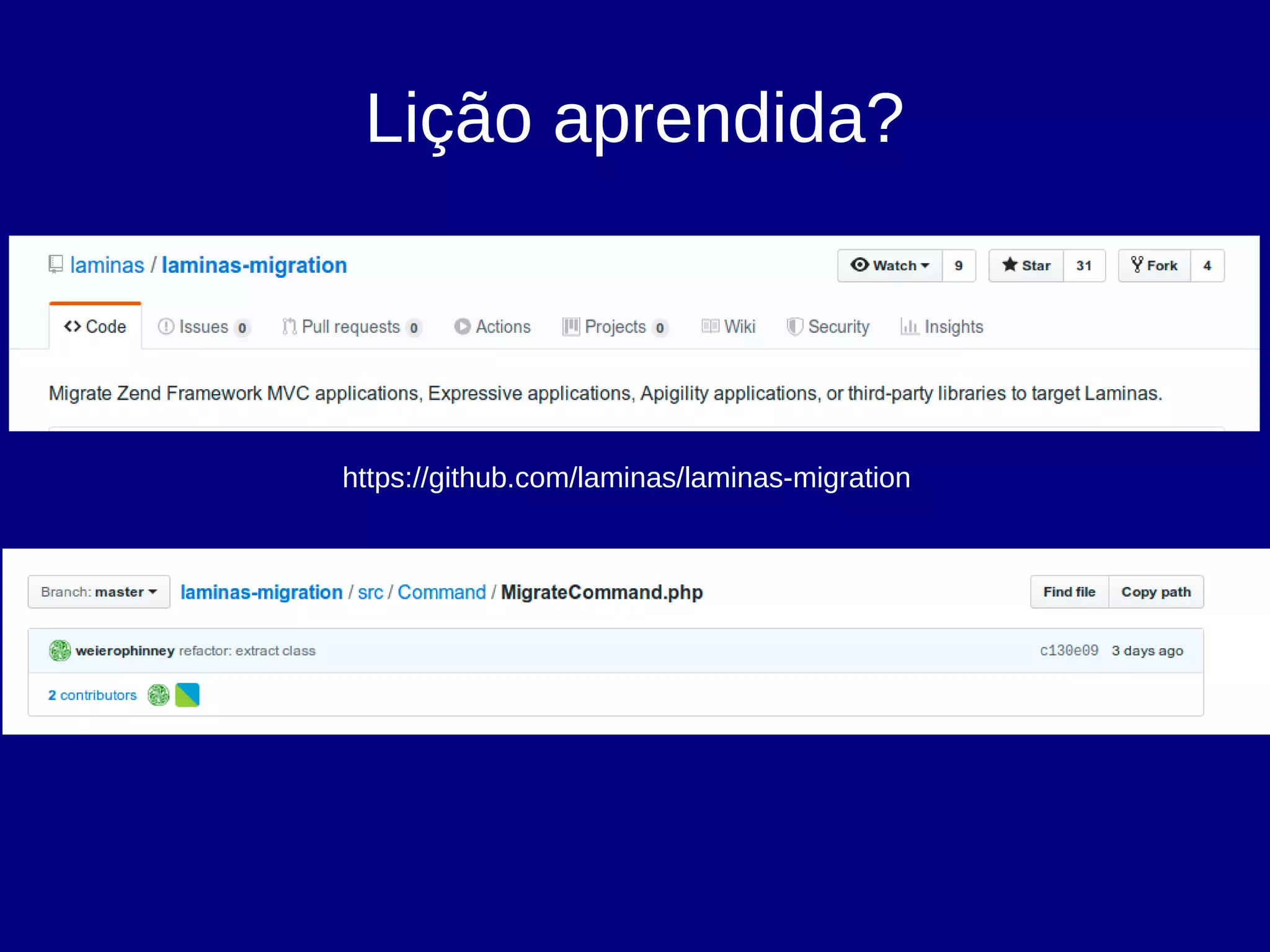 Lição aprendida?
https://github.com/laminas/laminas-migration
 